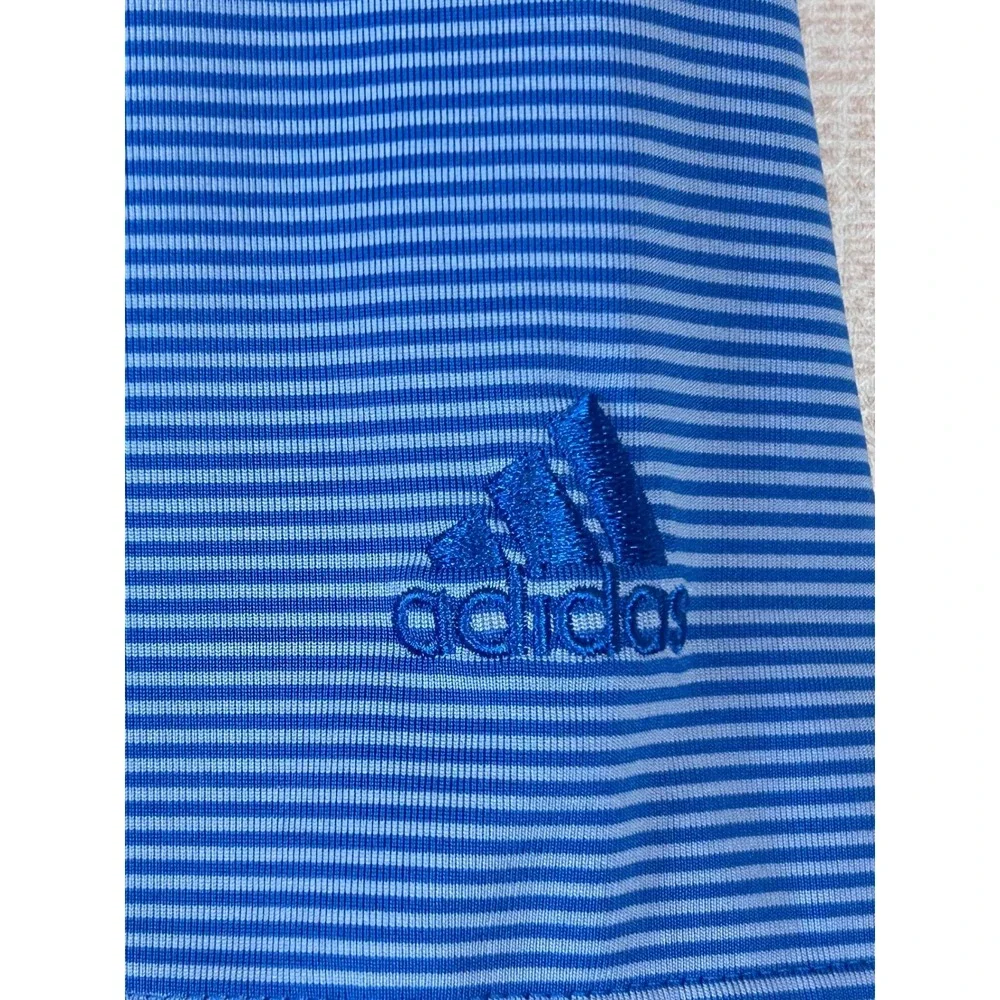 Adidas Golf Climalite Polo Shirt Mens XL Blue Striped Short Sleeve RN 88387‎